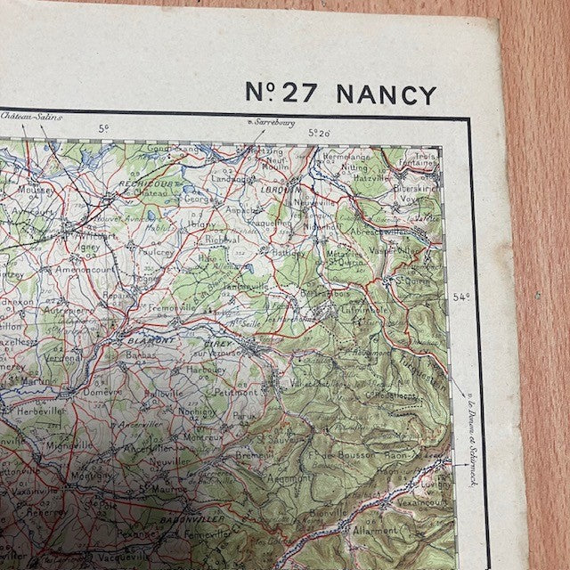 Ancienne Carte Géographique De L'Armée N°27 Nancy