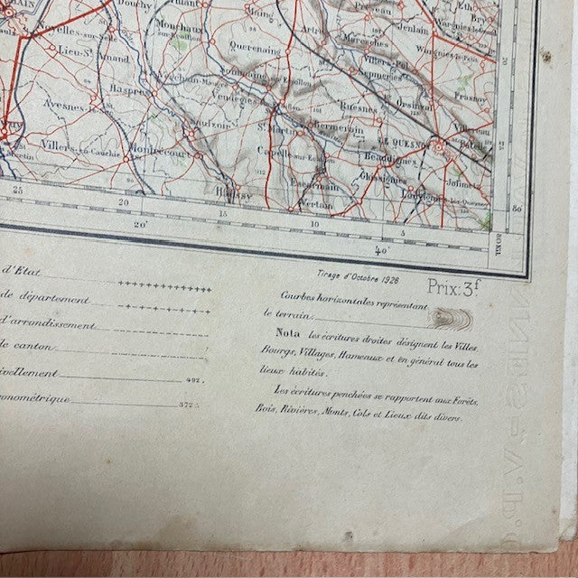 Ancienne Carte Géographique De L'Armée Lille ( Dunkerque )