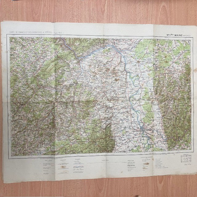 Ancienne Carte Géographique De L'Armée N° 11 Bis Mainz (Mayence), Allemagne
