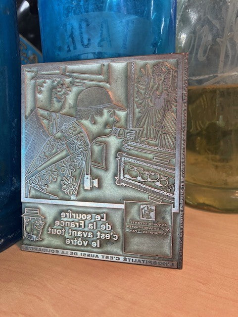 Plaque D'imprimerie Style Peynet Tableau Dessin Tampon