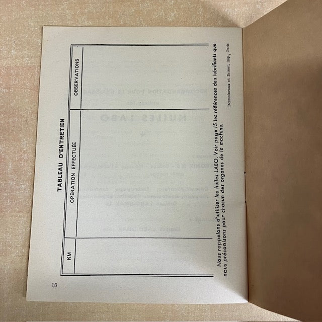 Document Publicité Ancien Livret Notice D'Entretien Cyclomoteurs 48 cm3