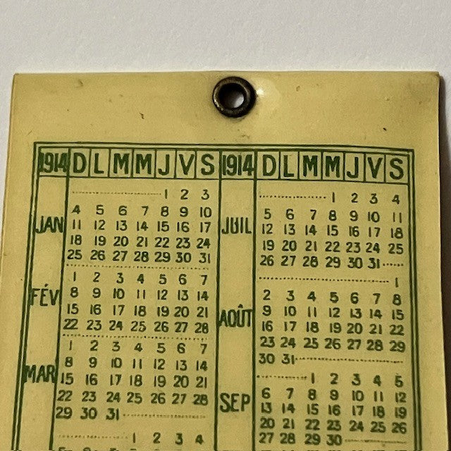 Mini Calendrier, Agenda Promotionnel Modes Masculines Cook And Co De 1914-1915
