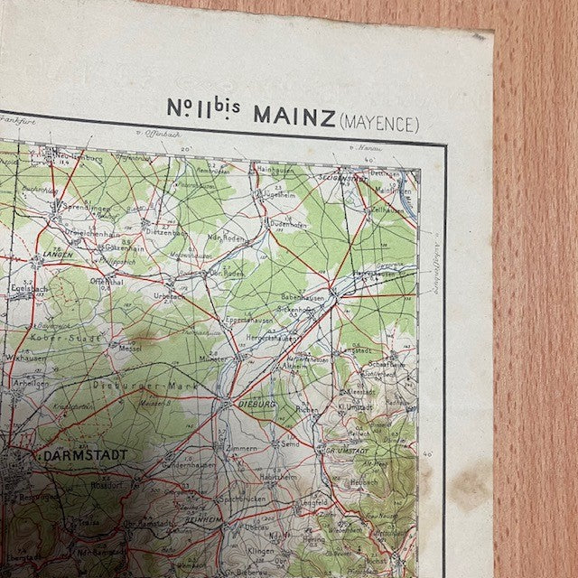 Ancienne Carte Géographique De L'Armée N° 11 Bis Mainz (Mayence), Allemagne