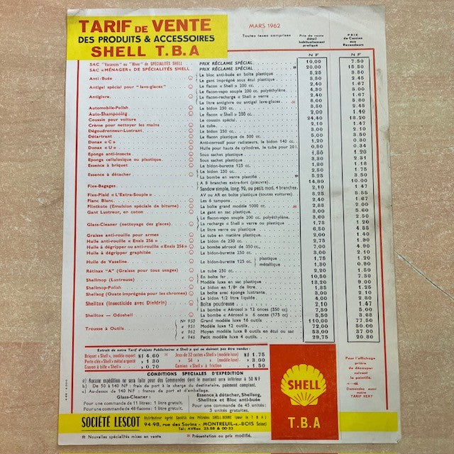 Document Publicité Affiche Huile Shell Mars 1962