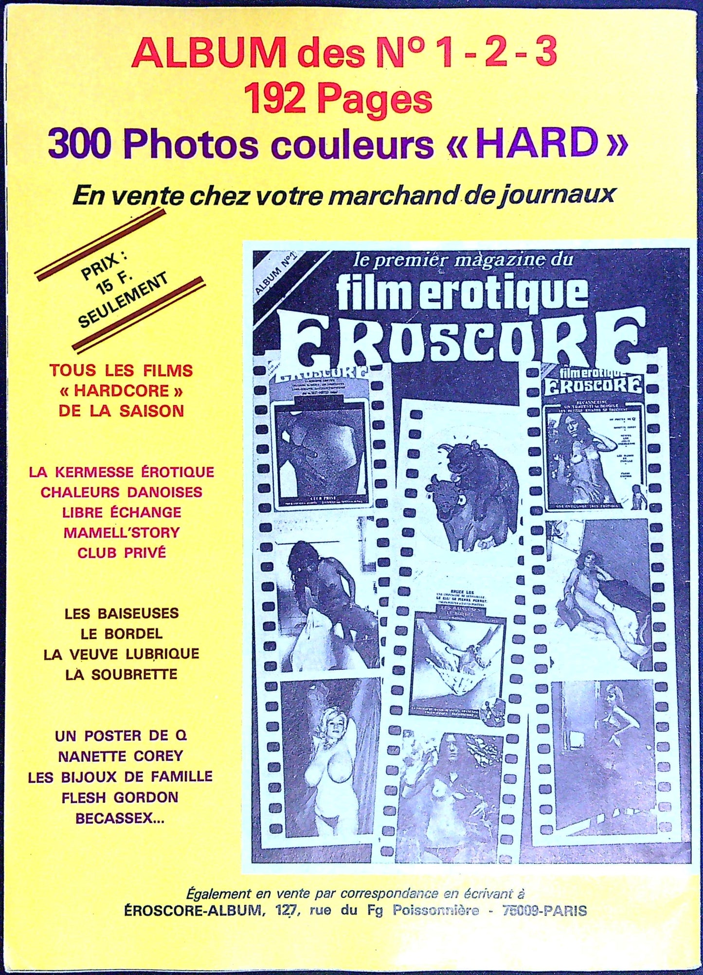Magazine Film Erotique Eroscore N° 8 Jane Birkin Brigitte Bardot