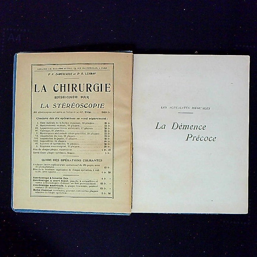 Livre La Démence Précoce, Les Actualités Médicales, Par G. Deny Et P. Roy