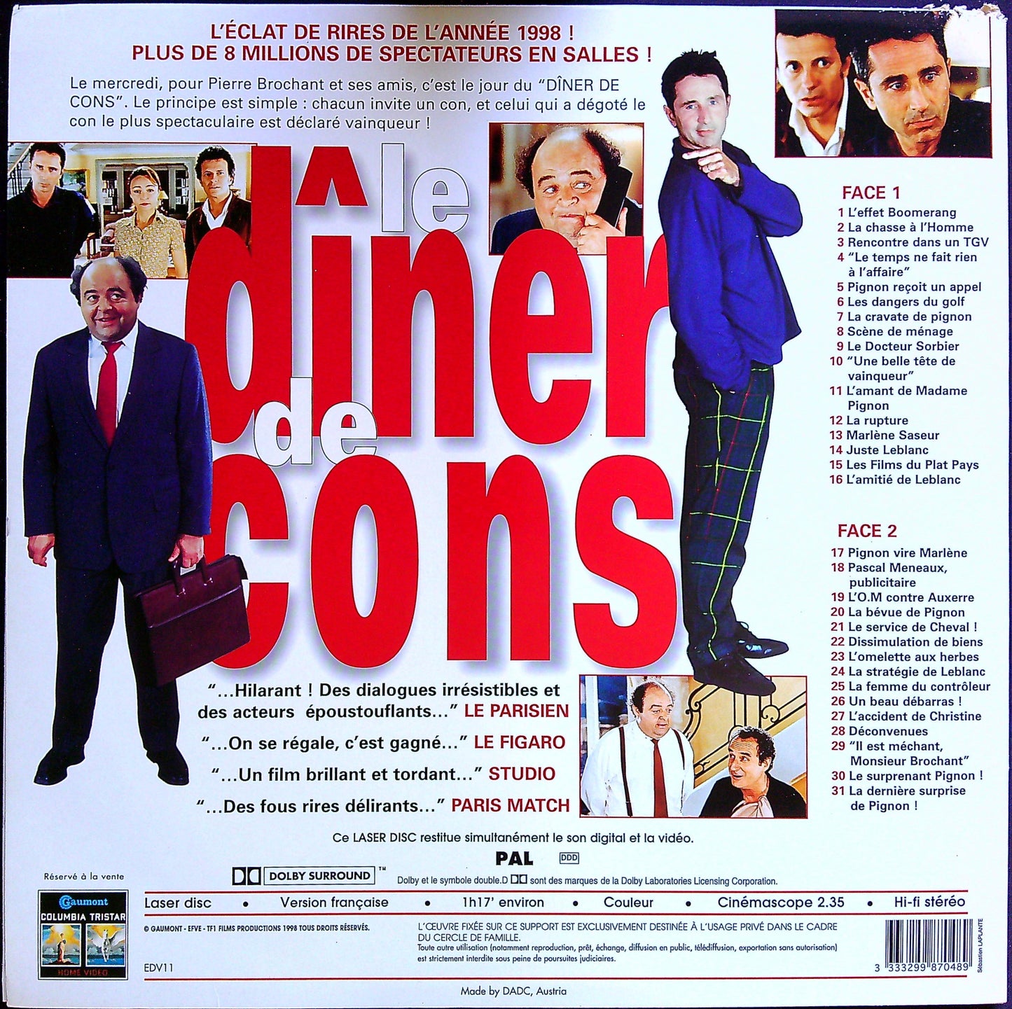 Laser Disc Le Dîner De Cons