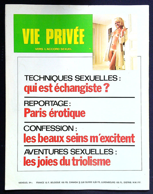 Magazine Erotique Vie Privée N° 1 Vers L' Accord Sexuel