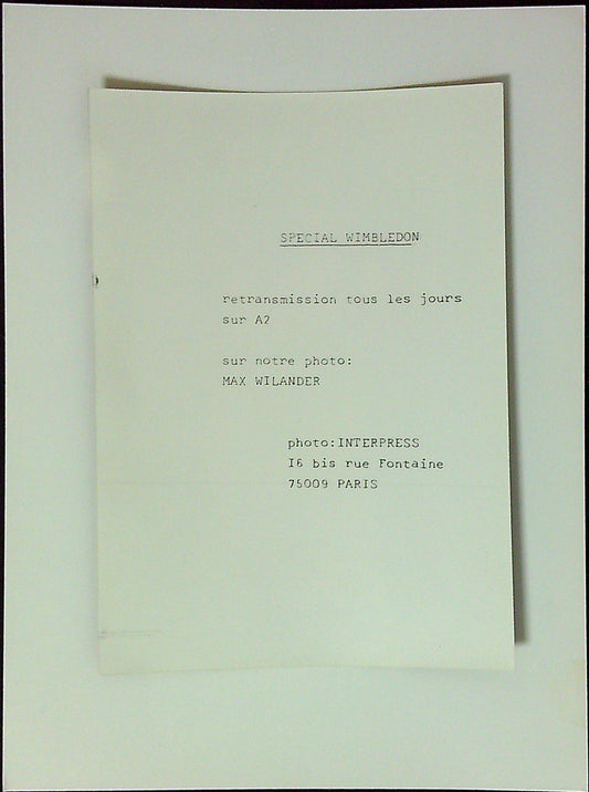 Photo Originale Presse Spécial Wimbledon Tennis Mats Wilander