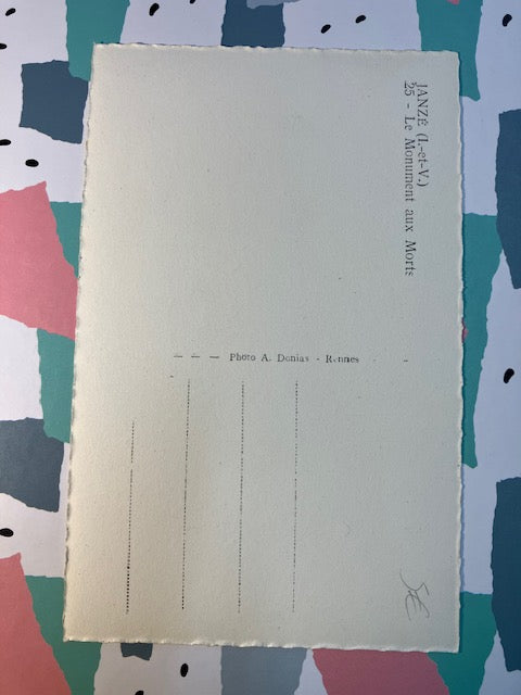 CP 35 Ille et Vilaine Janzé Monument aux Morts