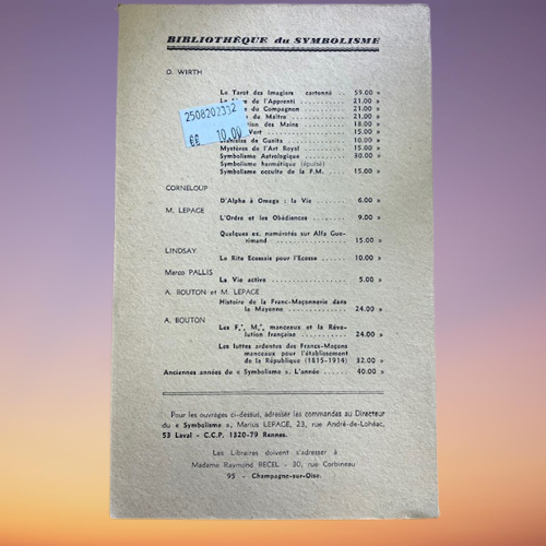 Livre Le Symbolisme Revue Bimestrielle, Numéro 382, Fondateur Oswald Wirth