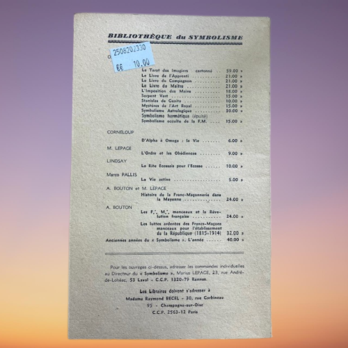 Livre Le Symbolisme Revue Bimestrielle, Numéro 384, Fondateur Oswald Wirth