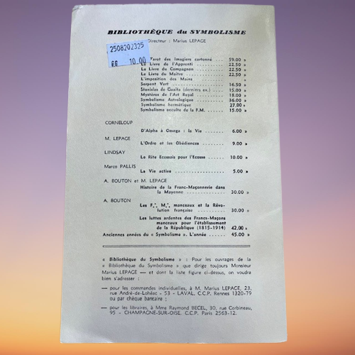 Livre Le Symbolisme Revue Bimestrielle, Numéro 394, Fondateur Oswald Wirth