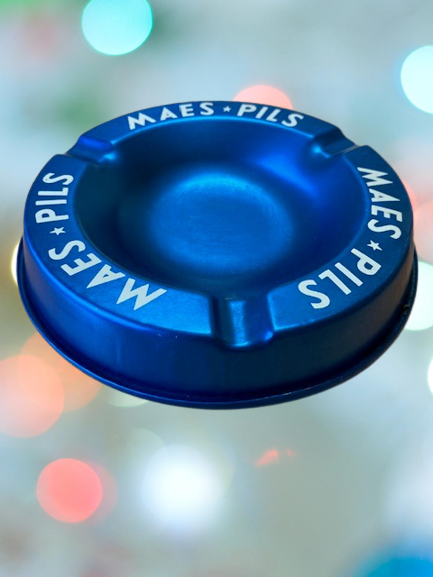 Cendrier Publicitaire Bière Maes Pils Aluminium Bleu