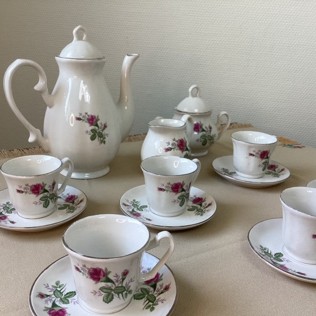 Service à Café / Thé Fleuri Rose