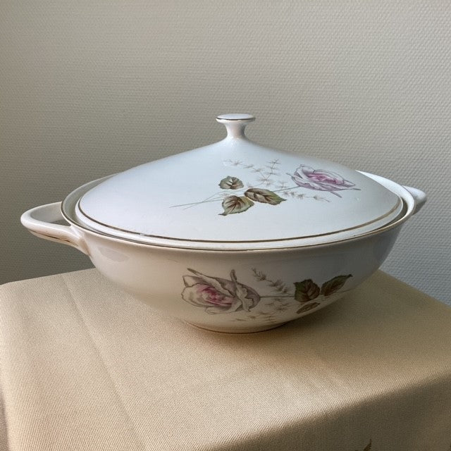 Soupière Porcelaine Euro Import Motif Fleur Rose