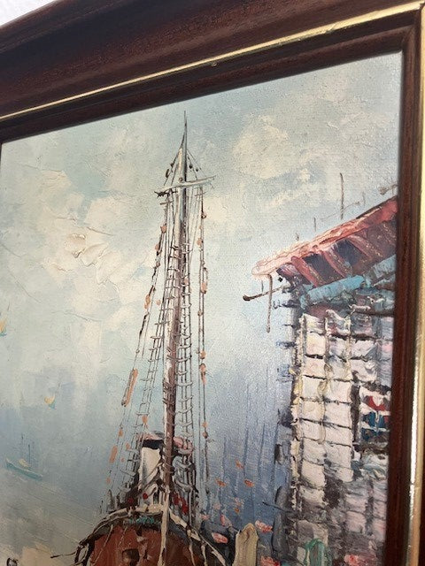 Tableau Huile Sur Toile Signé Florence Thème Maritime