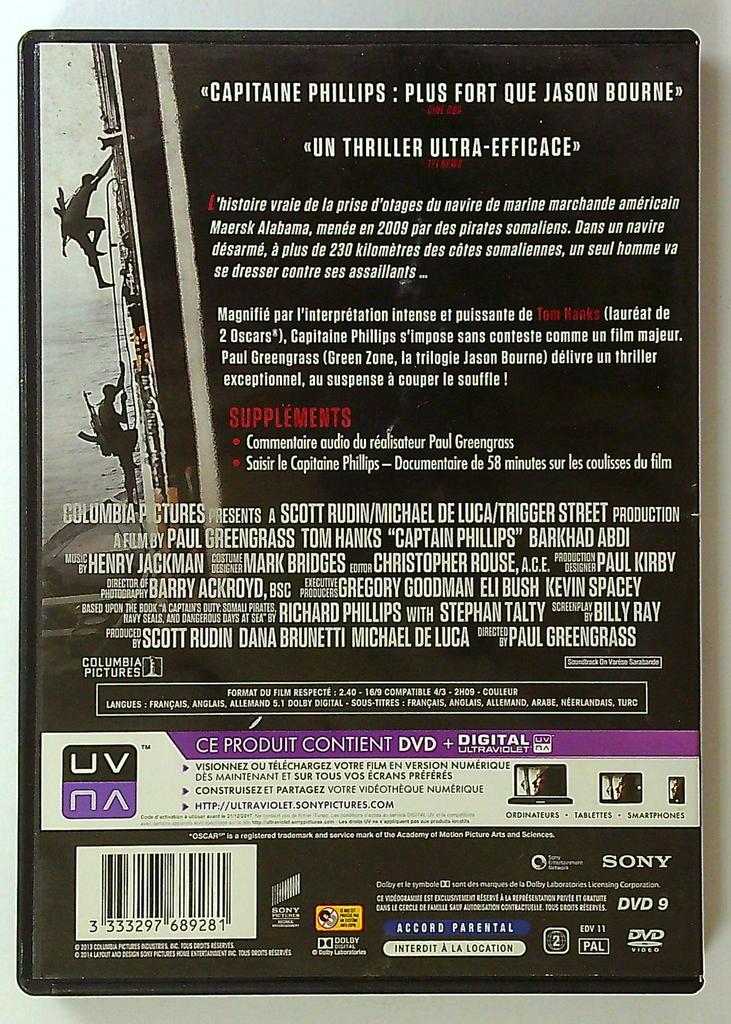 dvd Capitaine Phillips Tom Hanks Sony Columbia