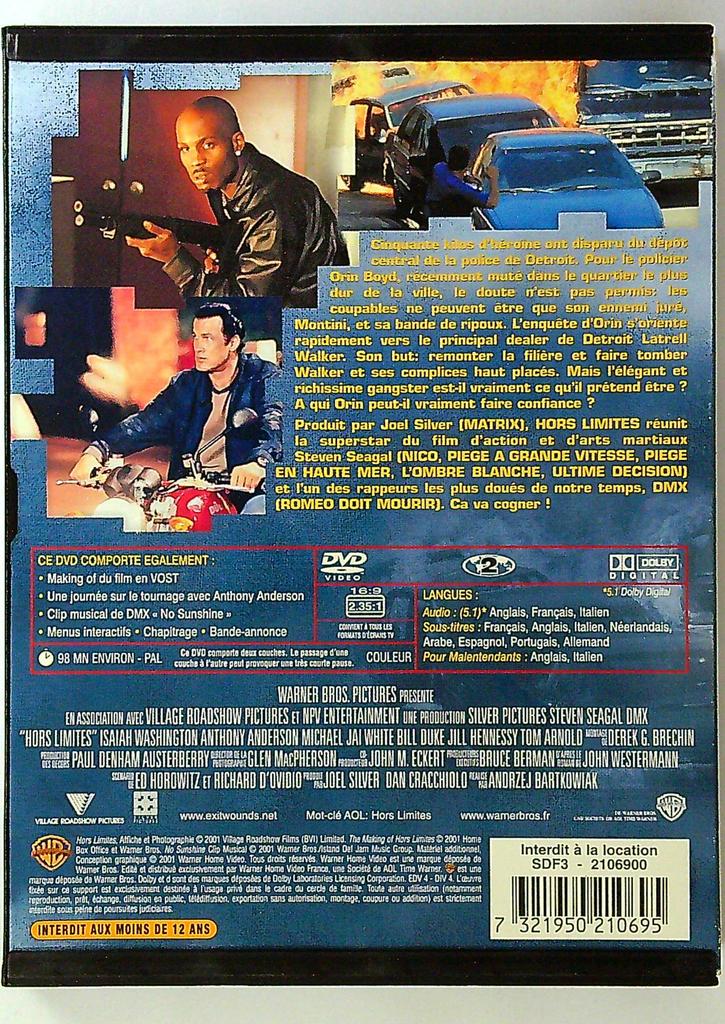 Dvd Hors Limites Steven Seagal Dmx Warner Bros