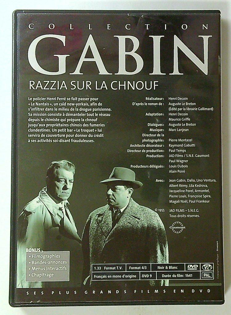 Dvd Razzia sur la chnouf Collection Gabin Henri Decoin