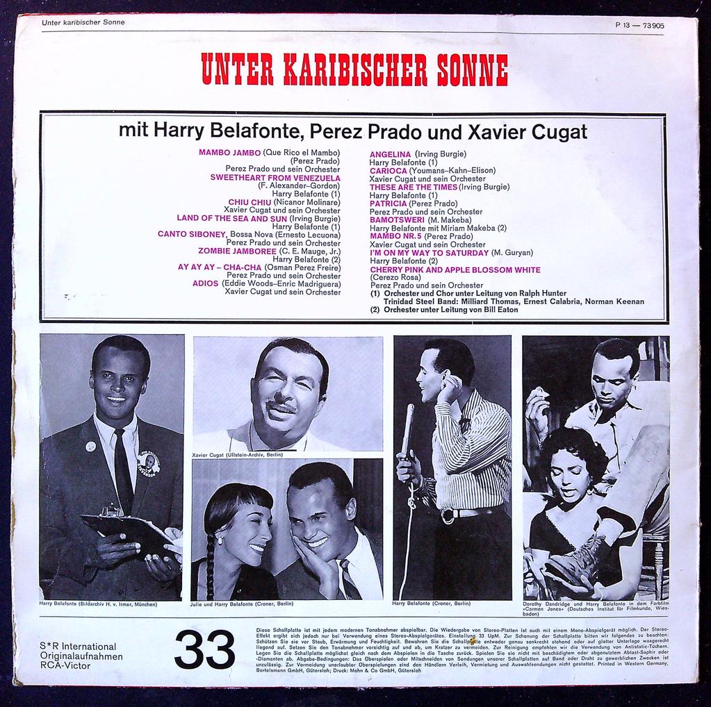 Vinyle Harry Belafonte Perez Prado Unter Karibischer Sonne