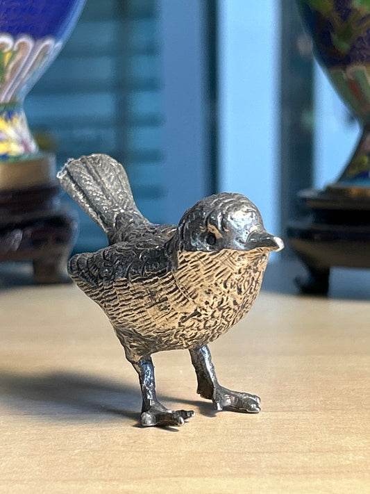 Figurine oiseau – Vintage – Décoration – Métal argenté