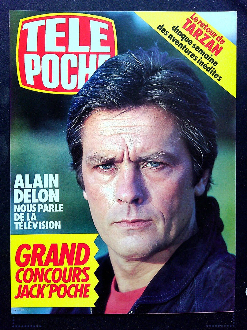 Affiche de Kiosque Plv Promo Magazine Télé Poche Alain Delon Jaune
