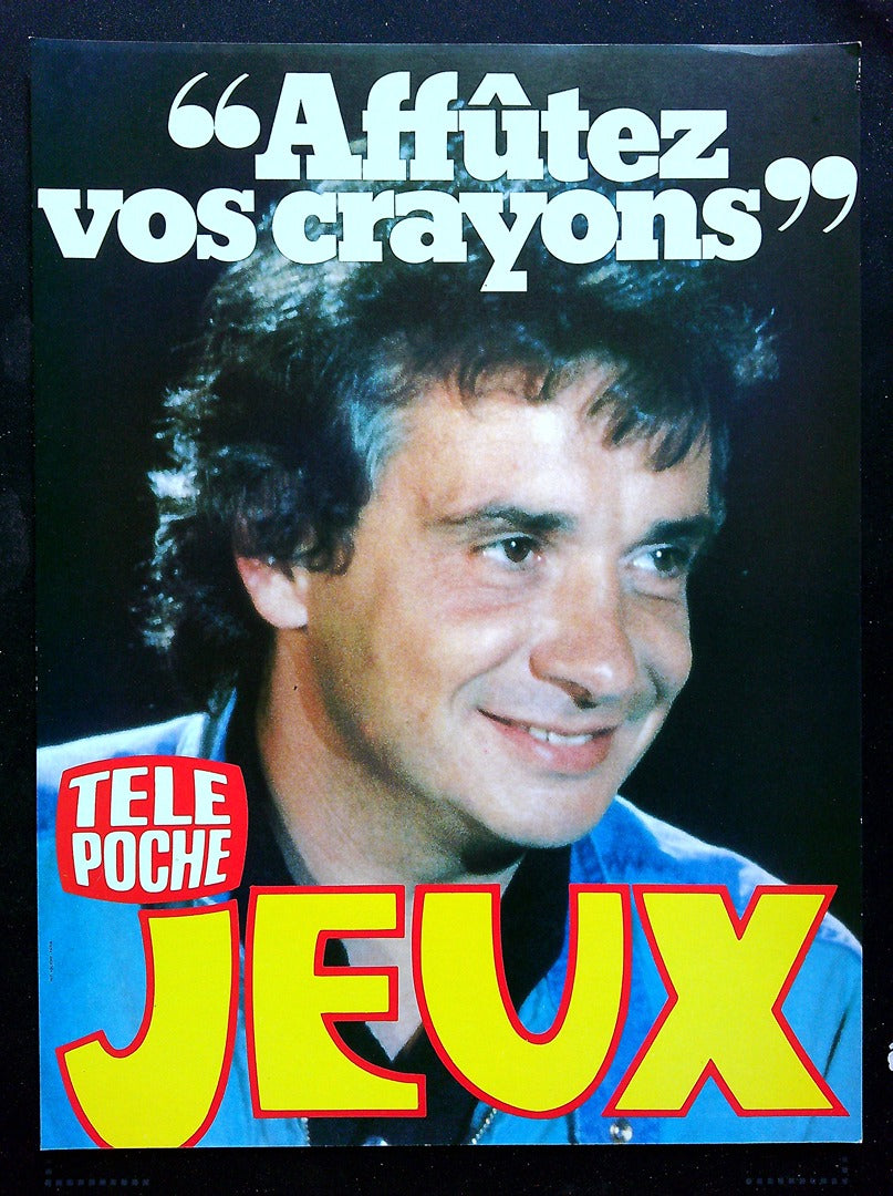 Affiche de Kiosque Plv Promo cahier de jeux Télé Poche Jeux Michel Sardou