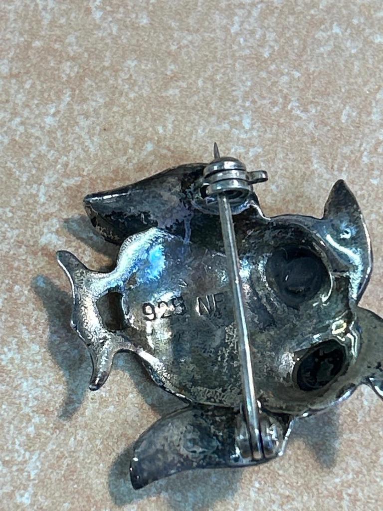 Broche en argent 925 Nf et onyx noir Chouette / Hibou