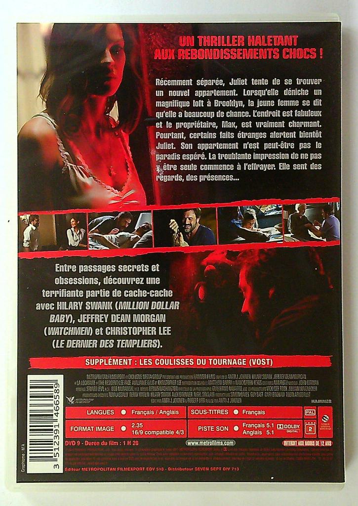 dvd La Locataire Thriller Hilary Swank