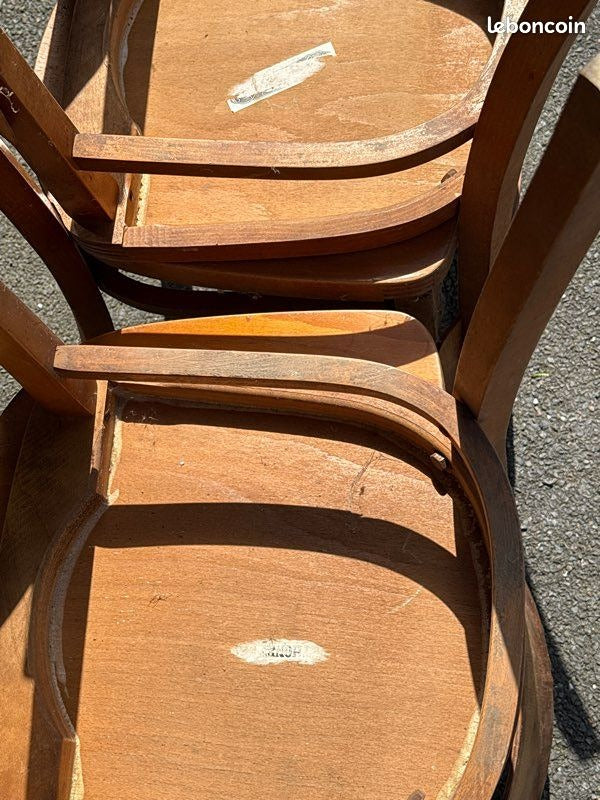 Lot de 7 chaises Bistrot – Thonet - Baumann – Mobilier – Bois courbé vintage