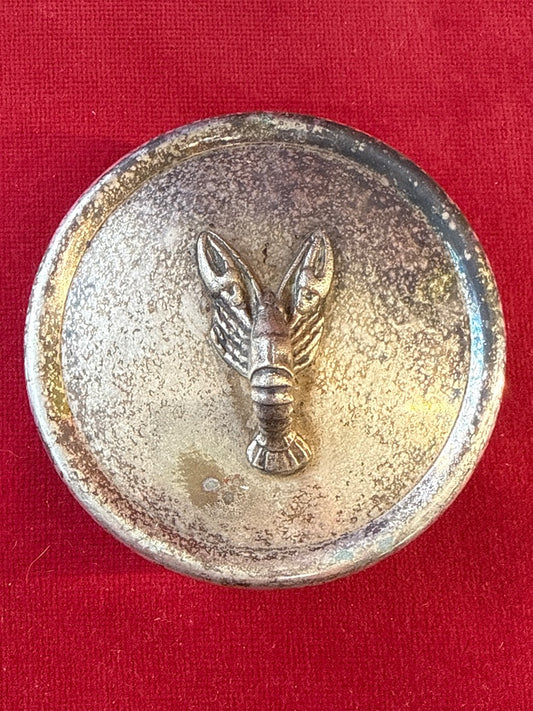 Boîte ronde en verre à fond étoilé, couvercle en métal décor homard