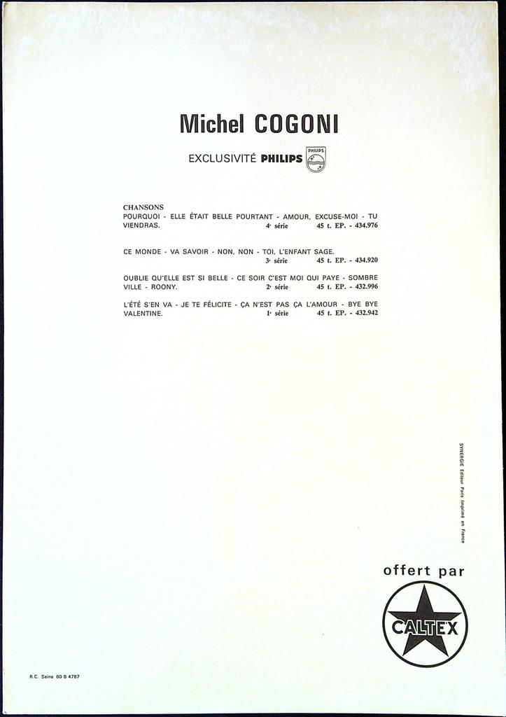 Carte Michel Cogoni – Caltex – Memorabilia – Vintage
