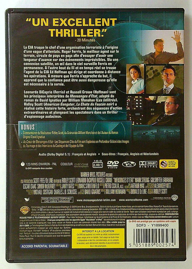 Dvd Mensonges d'état Ridley Scott Leonardo Dicaprio