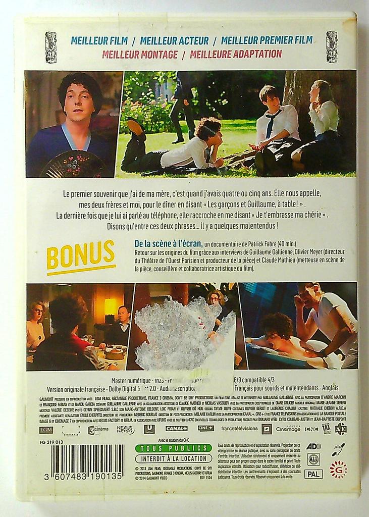 les Garçons et Guillaume, à table! Dvd Guillaume Gallienne