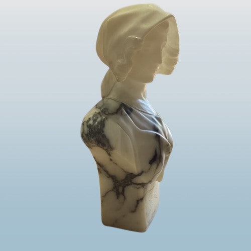 Buste, jeune femme, Marbre et albâtre, G Pugi