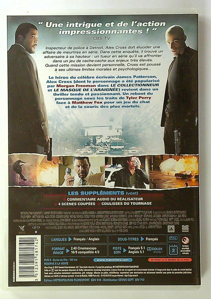 Dvd Film Alex Cross Rob Cohen Tyler Perry Metropolitan