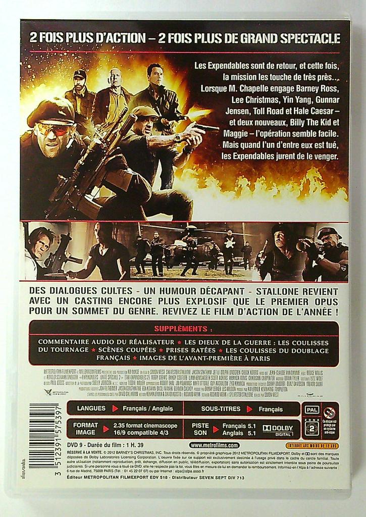 Dvd Expendables 2 Unité Spéciale Metropolitan Stallone