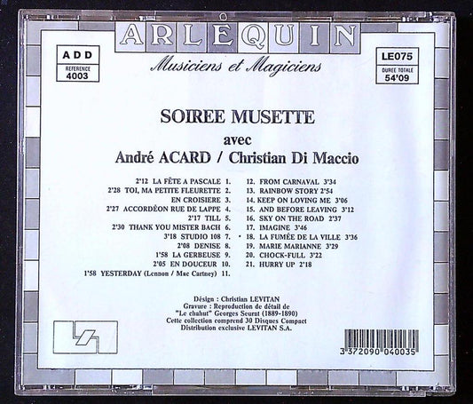Cd – Arlequin Soirée Musette – Musique – Accordéon rétro