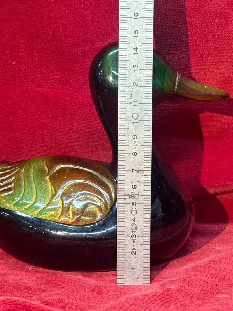 Statuette canard noire et verte