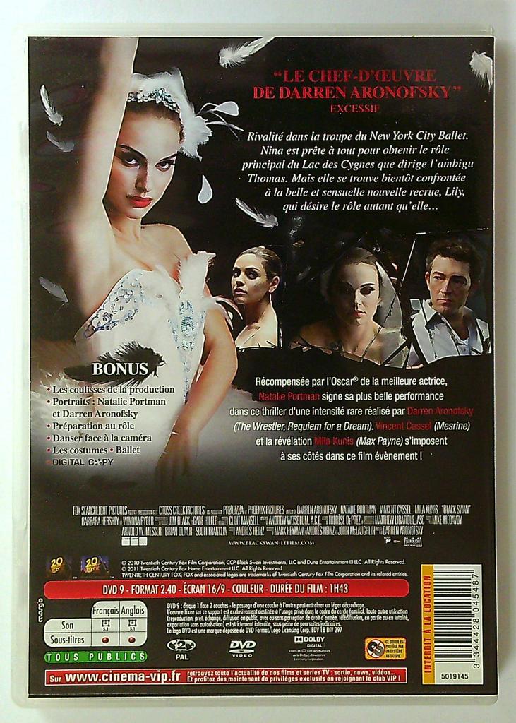 Dvd Black Swan film Darren Aronofsky Natalie Portman
