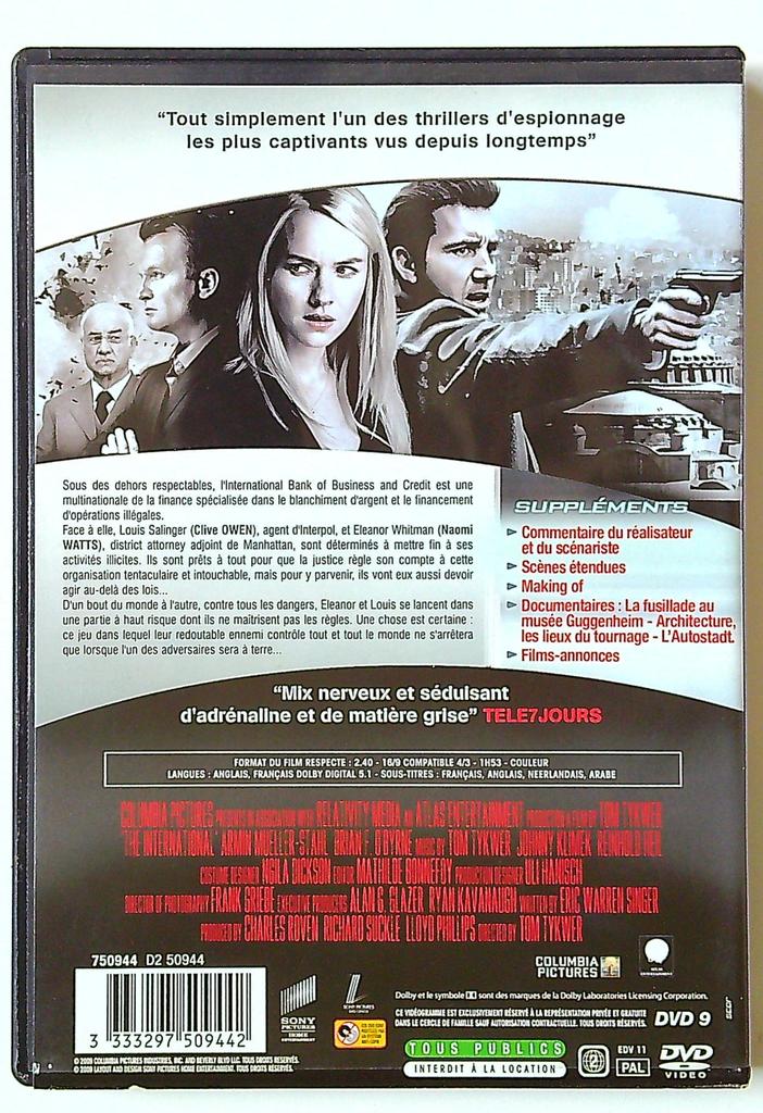 Dvd L'enquête Clive Owen Naomi Watts