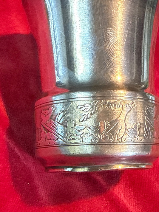 Timbale de baptême – Métal argenté – Vaisselle – Décor canards