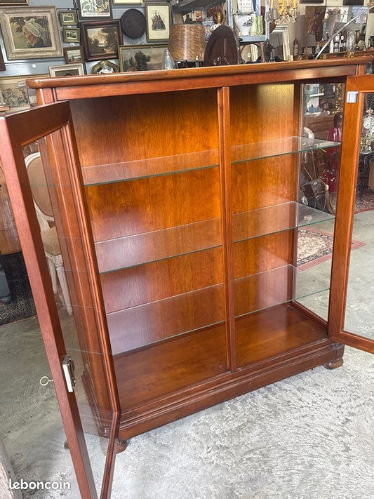 Vitrine marron – Style classique – Rangement – Bois et verre