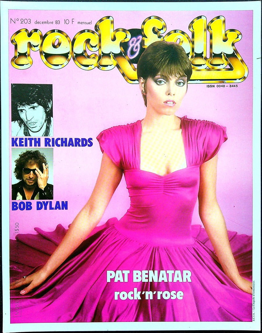 Affiche de Kiosque Plv Promo du Magazine Rock & Folk n°203 Décembre 1983 Pat Benatar rose