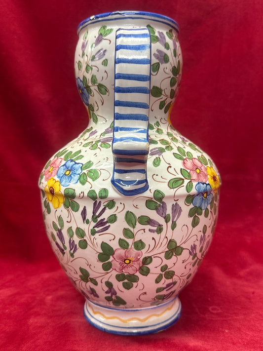 Grand Vase Céramique Deux Anses Italie Decor Floral