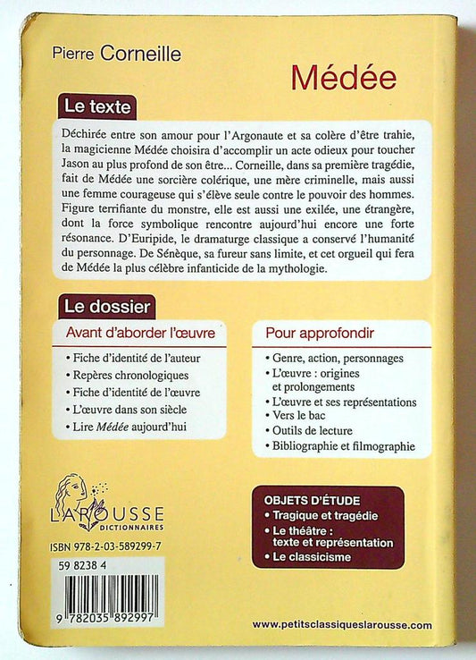 Livre Médée Pierre Corneille Larousse