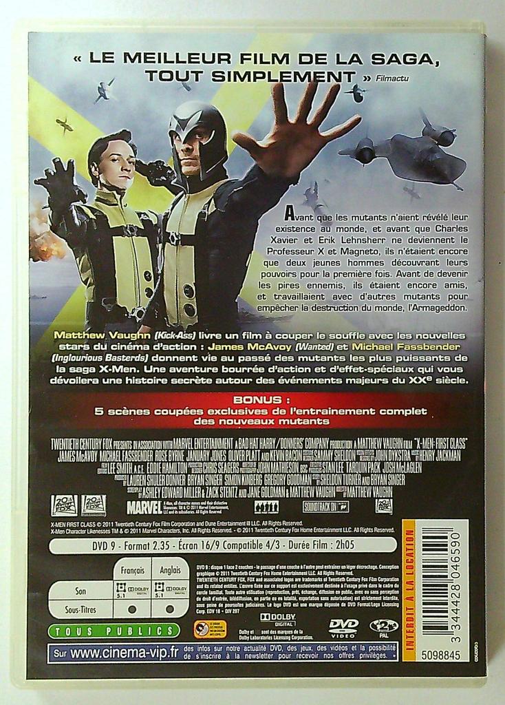 Dvd X-men Le Commencement Marvel 20th Century Fox