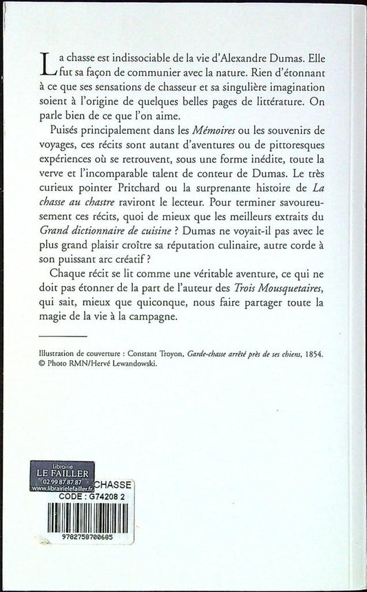 Livre Récits de chasse Alexandre Dumas