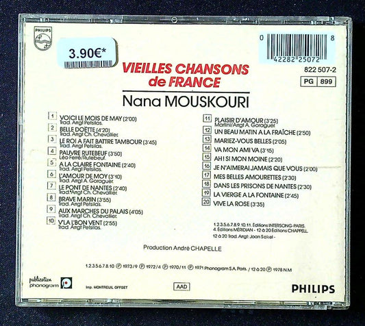 Cd – Nana Mouskouri – Musique – Vieilles chansons de France